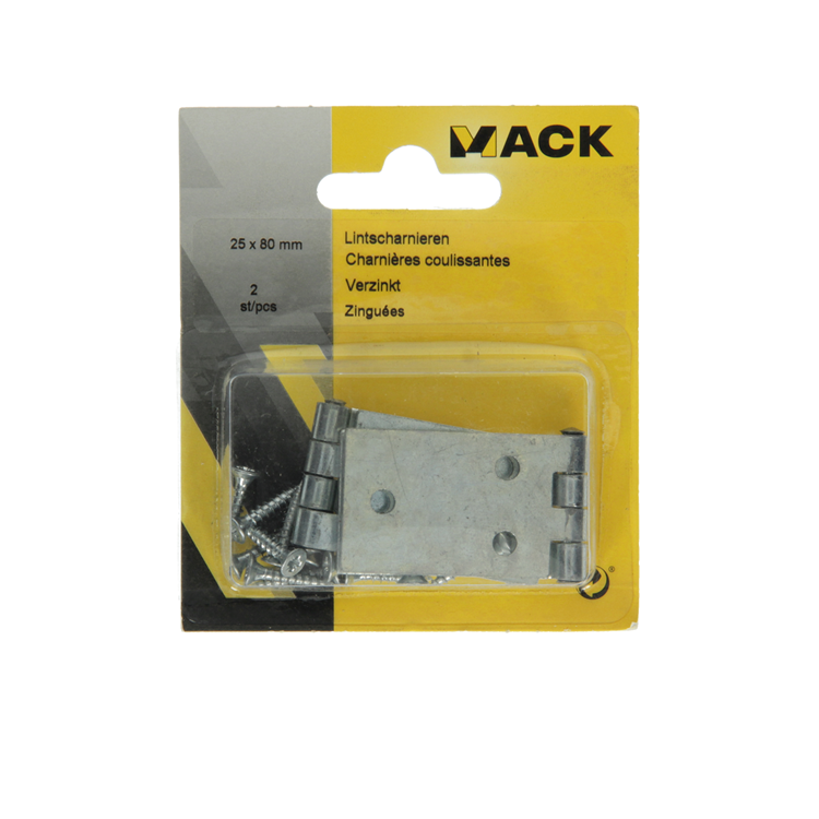 Afbeelding laden in galerijviewer, Mack 1013481 - 2 lintscharnieren verzinkt h 25 x b 80 mm | 5 stuks
