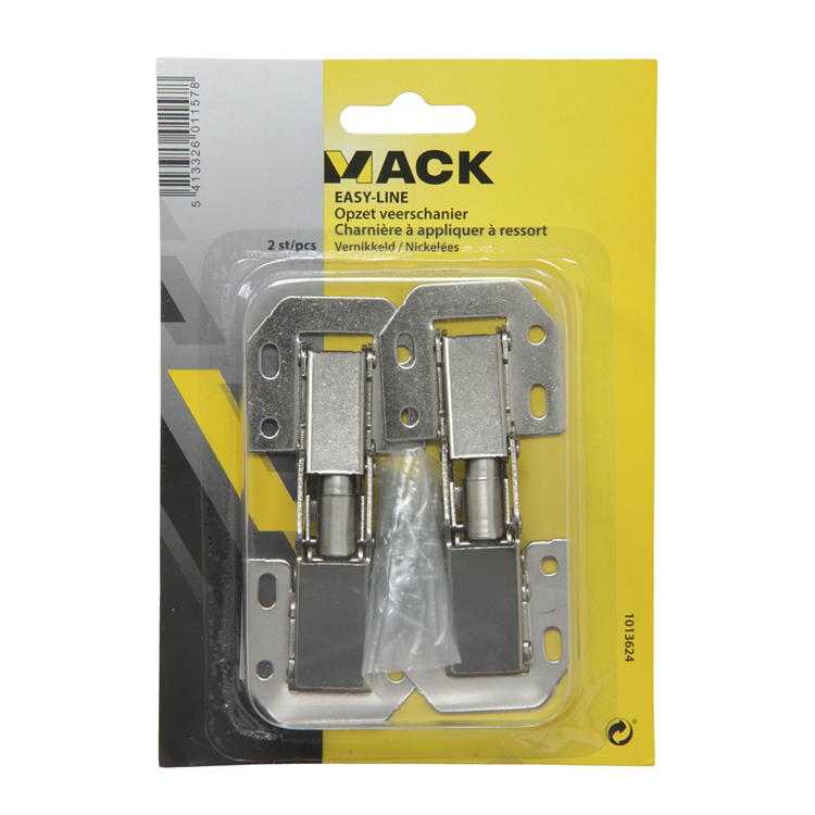 Afbeelding laden in galerijviewer, Mack 1013624 - 2 opzetveerscharnieren vernikkeld easy-line | 5 stuks

