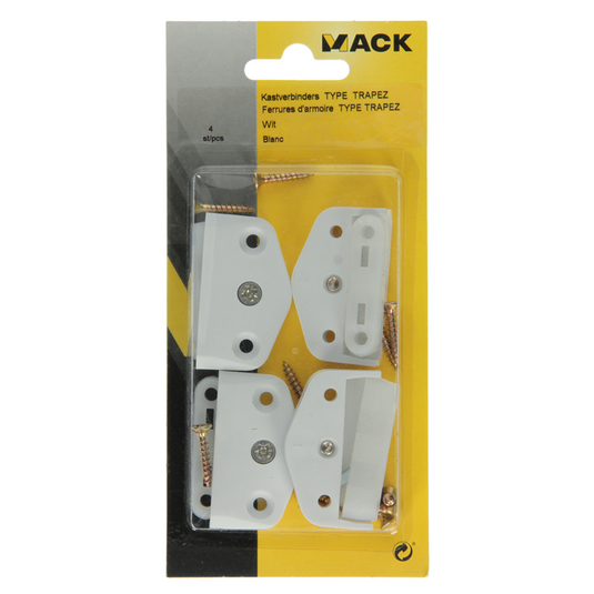 Mack 1015832 - 4 paneelverbinders trapez wit | 5 stuks
