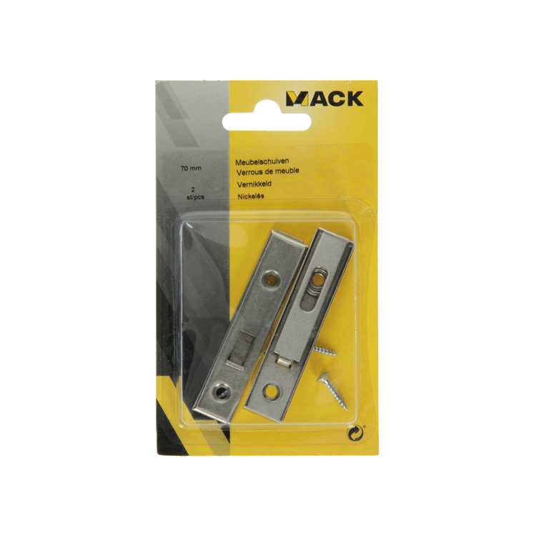 Load image into Gallery viewer, Mack 1013561 - 2 meubelschuiven vernikkeld a 70 - b 11,5 mm | 10 stuks
