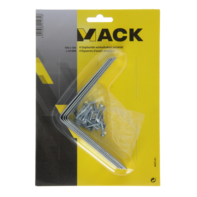 Afbeelding laden in galerijviewer, Mack 1013299 - 4 geplooide winkelhaken verzinkt 100x100x20x2mm | 10 stuks
