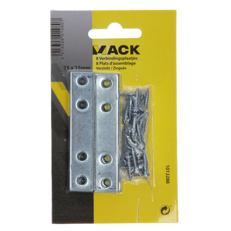 Load image into Gallery viewer, Mack 1013288 - 8 verbindingsplaten verzinkt 75x15mmx2mm | 10 stuks
