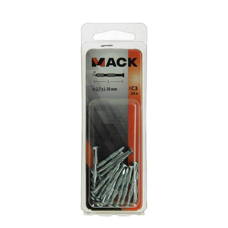 Load image into Gallery viewer, Mack 1017186 - stalen ribnagel vk st.gehard + verz.20 st 2,7 x 30 mm | 10 stuks
