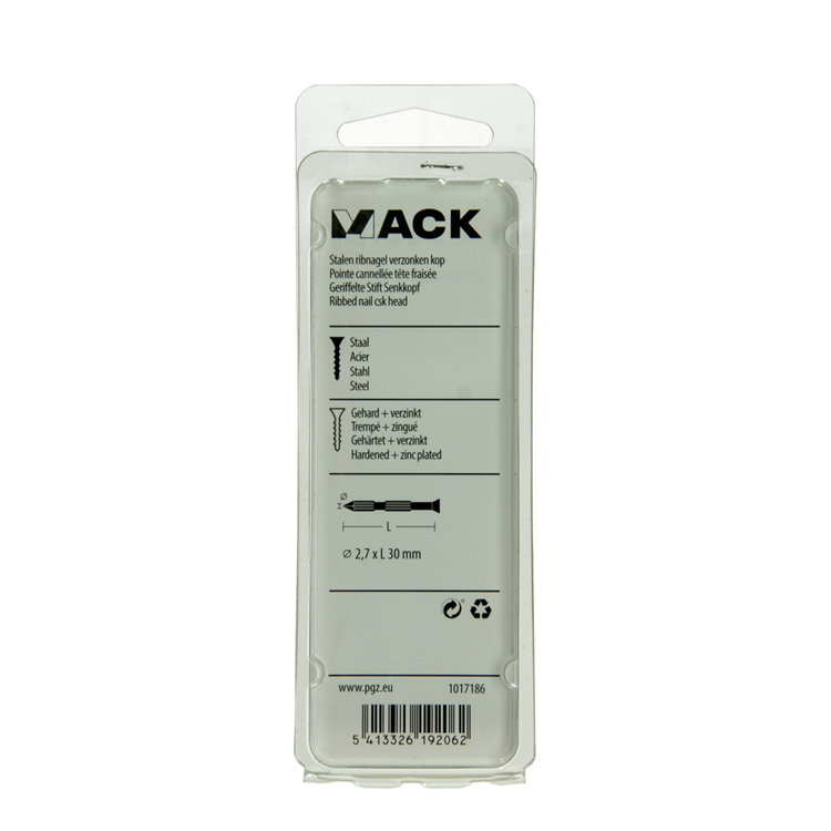 Load image into Gallery viewer, Mack 1017186 - stalen ribnagel vk st.gehard + verz.20 st 2,7 x 30 mm | 10 stuks
