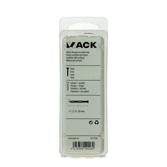 Mack 1017186 - stalen ribnagel vk st.gehard + verz.20 st 2,7 x 30 mm | 10 stuks