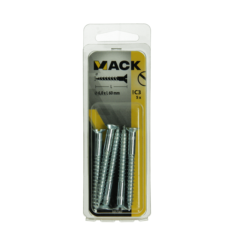 Afbeelding laden in galerijviewer, Mack 1017367 - houtschroef verzonken kop verz5 st 6,0 x 60 mm | 10 stuks
