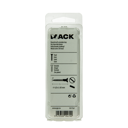 Mack 1017367 - houtschroef verzonken kop verz5 st 6,0 x 60 mm | 10 stuks