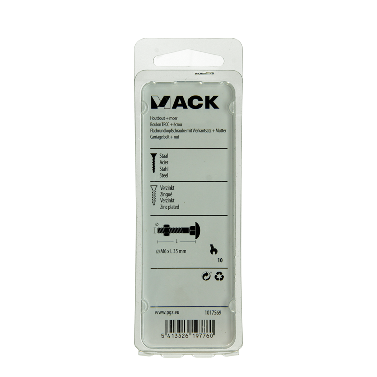 Afbeelding laden in galerijviewer, Mack 1017569 - houtbout + moer staal verzinkt7 st m6 x 35 mm | 5 stuks
