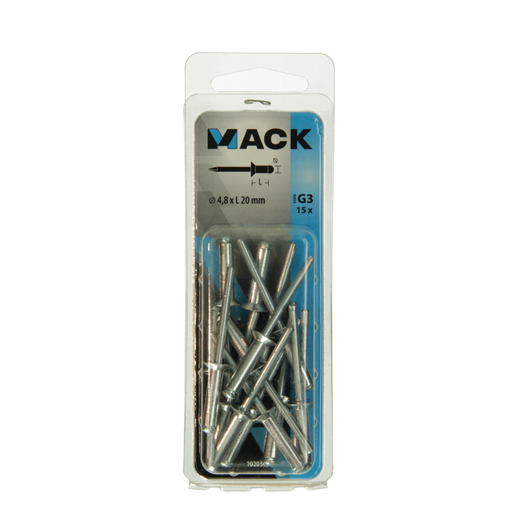 Load image into Gallery viewer, Mack 1020307 - 15 blindnieten alu 4,8x20mm | 5 stuks
