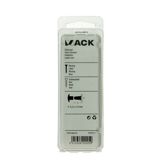 Mack 1019719 - klinknagel messing 5 st 4,2 x 15 mm | 10 stuks