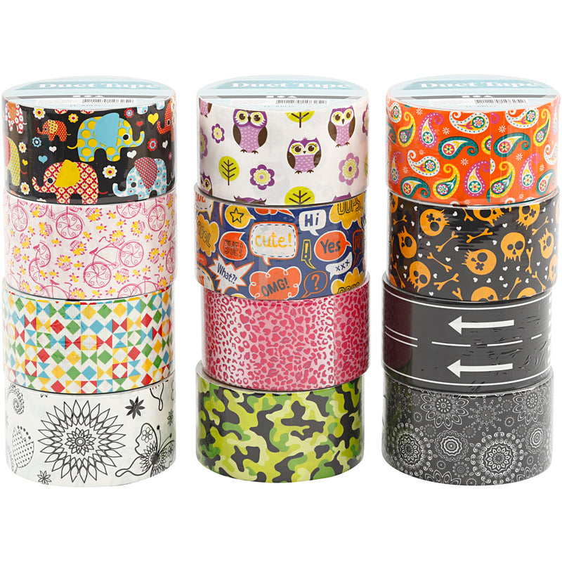 Afbeelding laden in galerijviewer, Https: www.cchobby.nl duct-tape-met-patroon-b-48-mm-diverse-kleuren-12x5-m-1-doos
