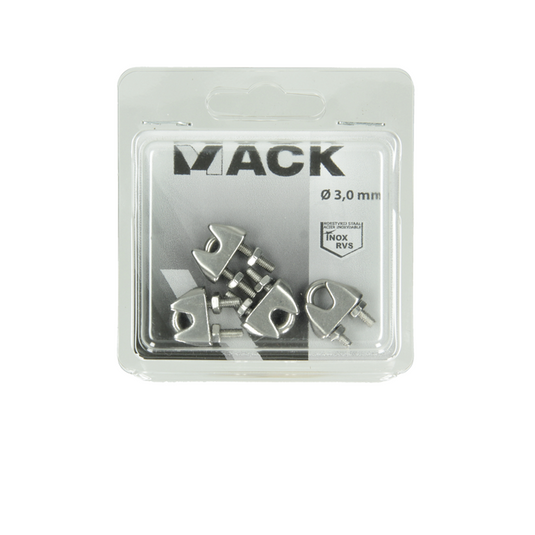 Mack 1006889 - 4 staaldraadklemmen crosby inox 3mm bl | 5 stuks