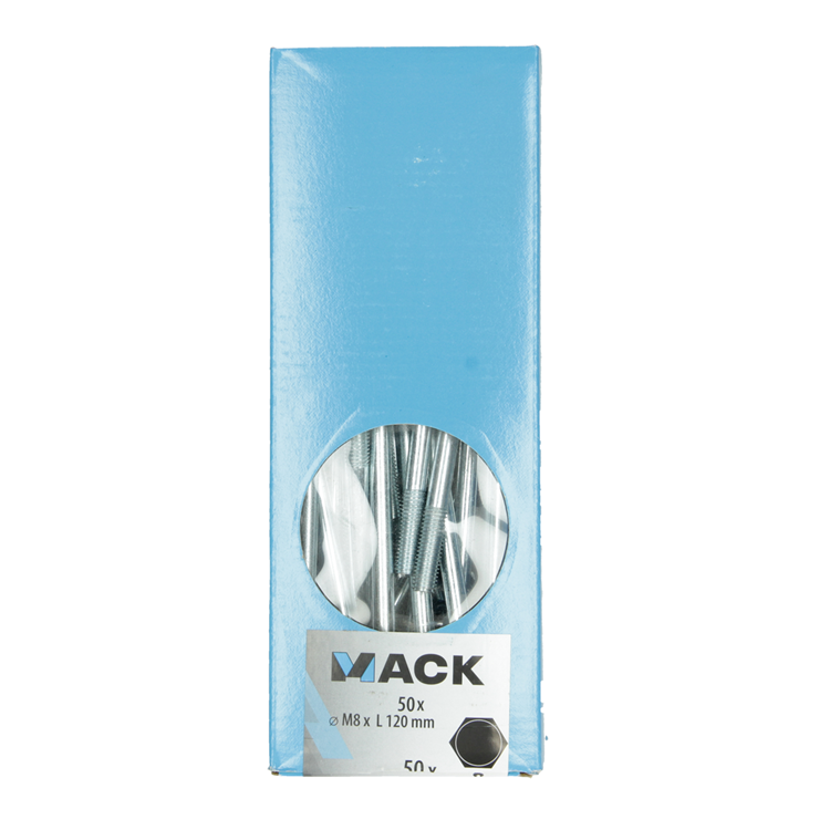 Load image into Gallery viewer, Mack 1007064 - houtbout + moer verzinkt 50 st8 x 120 mm | 2 stuks
