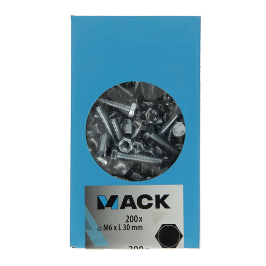 Mack 1007072 - tapbout + moer verzinkt 200 st 6 x 30 mm | 2 stuks