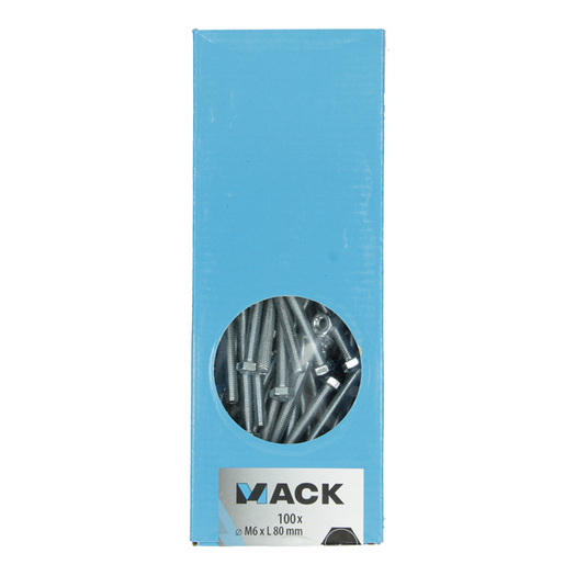Mack 1007076 - tapbout + moer verzinkt 100 st 6 x 80 mm | 1 stuks