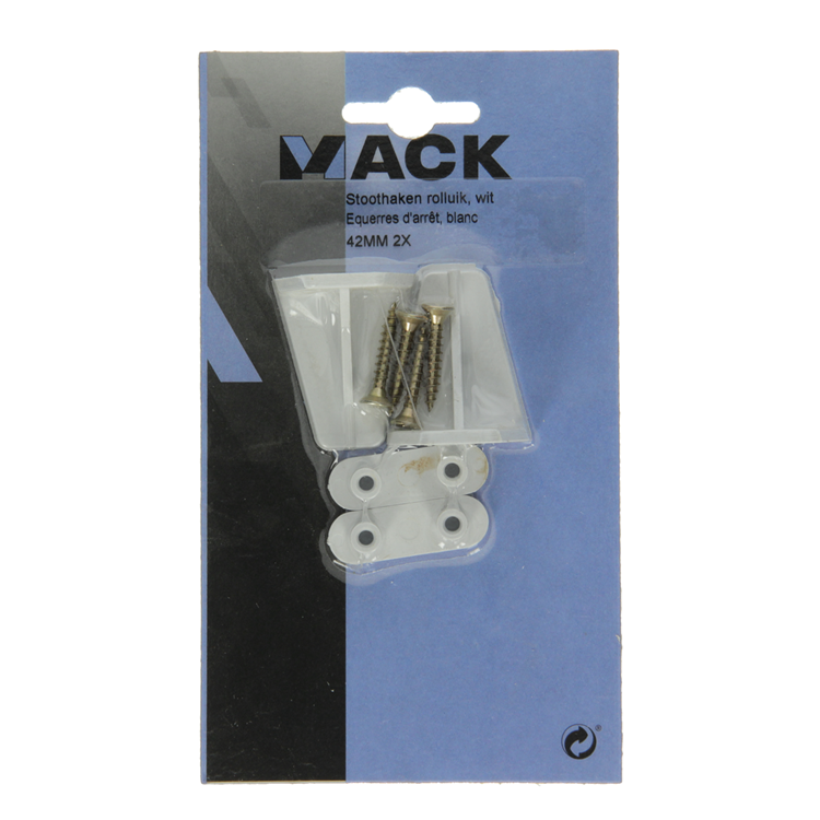 Afbeelding laden in galerijviewer, Mack 1010114 - 2 stoothaken trapezium voor rolluik wit 42mm | 10 stuks
