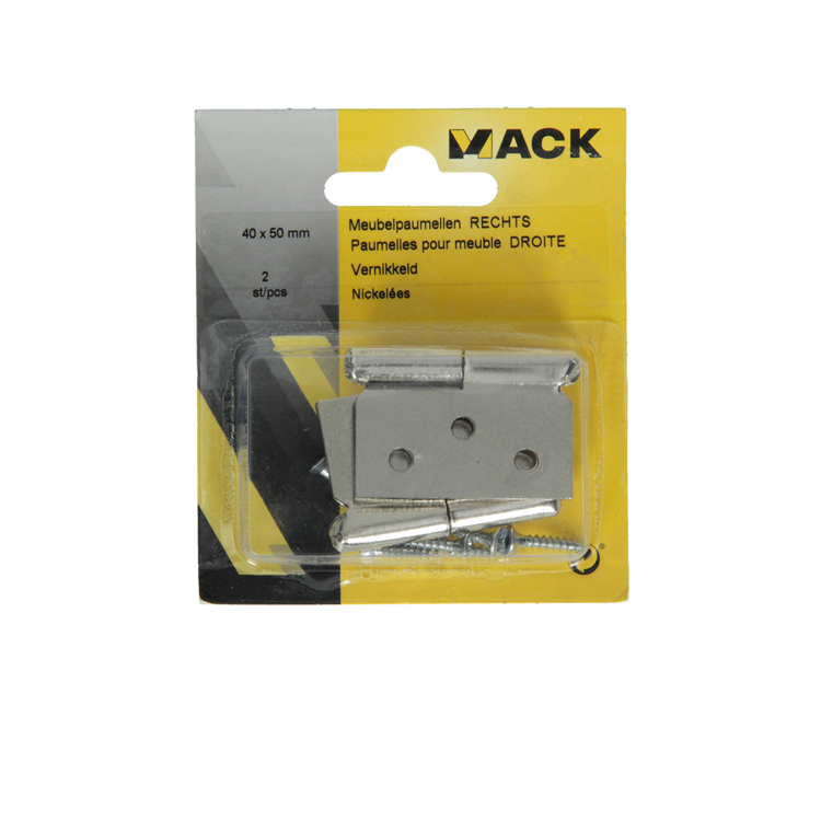 Afbeelding laden in galerijviewer, Mack 1013351 - 2 meubelpaumellen rechts vernikkeld h 40 x b 50 mm | 5 stuks
