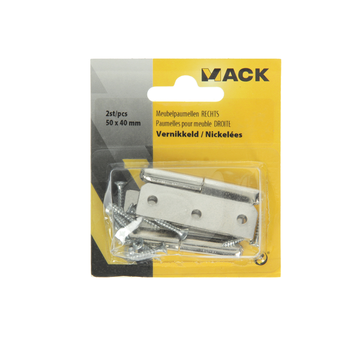 Afbeelding laden in galerijviewer, Mack 1013465 - 2 meubelpaumellen rechts vernikkeld h 50 x b 40 mm | 5 stuks
