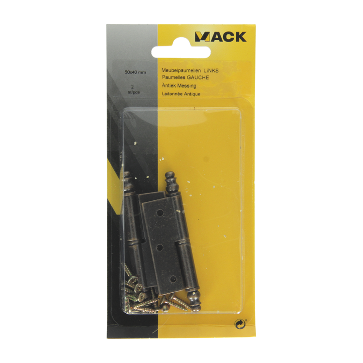 Afbeelding laden in galerijviewer, Mack 1013559 - 2 meubelpaumellen links verbronsd h 50 x b 40 mm | 5 stuks
