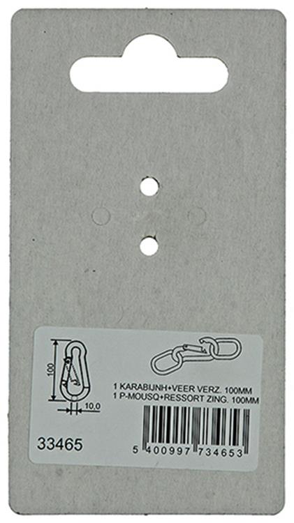 Load image into Gallery viewer, Mack 1008435 - 1 karabijnhaak + veer 10 x 100mm verzinkt | 10 stuks
