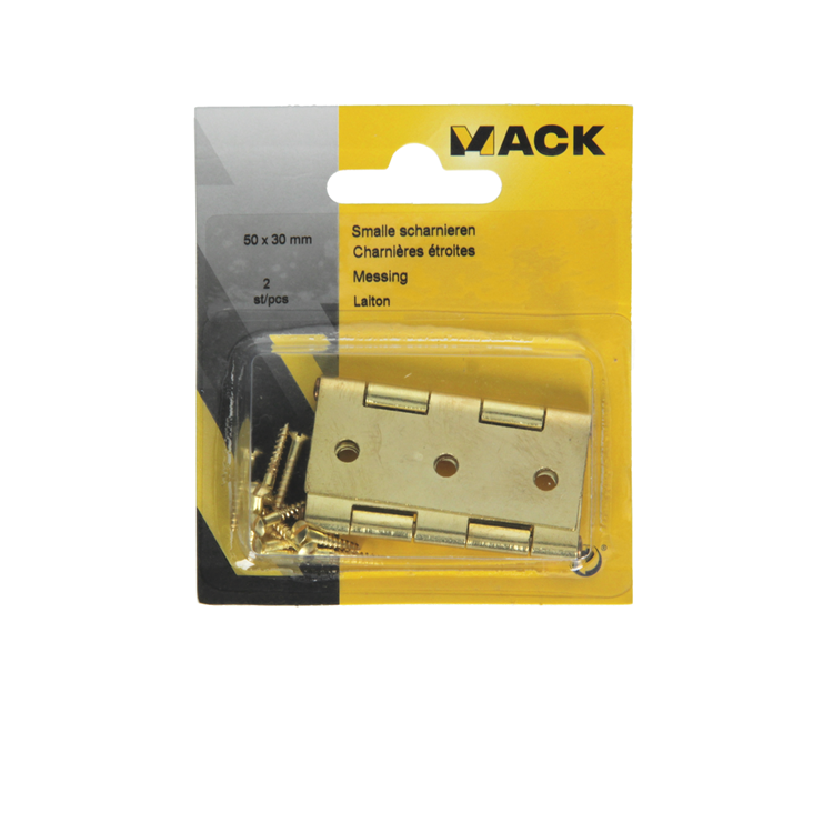 Afbeelding laden in galerijviewer, Mack 1013338 - 2 smalle scharnieren messing h 50 x b 30 mm | 5 stuks
