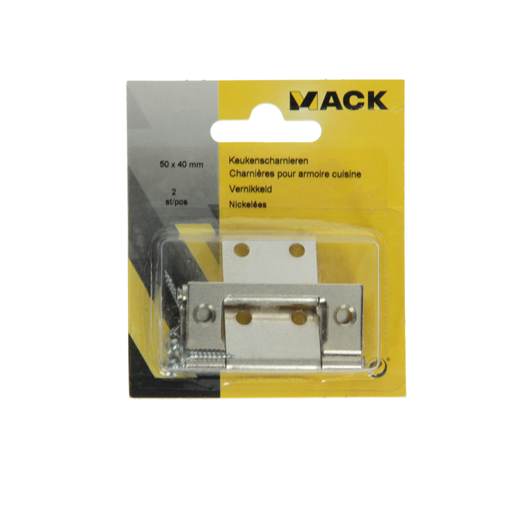 Afbeelding laden in galerijviewer, Mack 1013560 - 2 scharnieren voor vouwdeur vernikkeld h 50 x b 40 mm | 5 stuks
