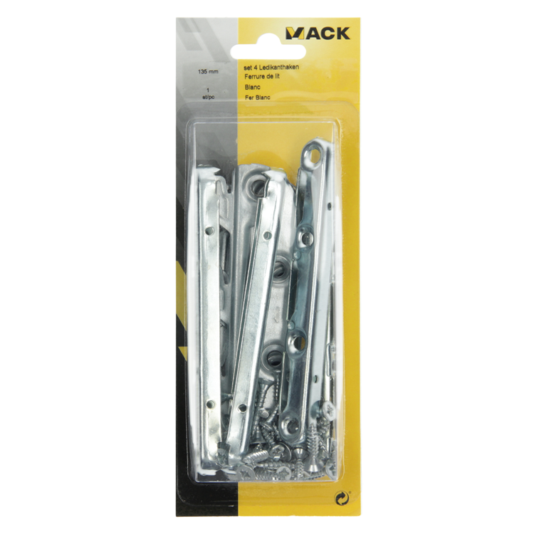 Afbeelding laden in galerijviewer, Mack 1013463 - set van 4 ledikanthaken blank 135mm | 5 stuks
