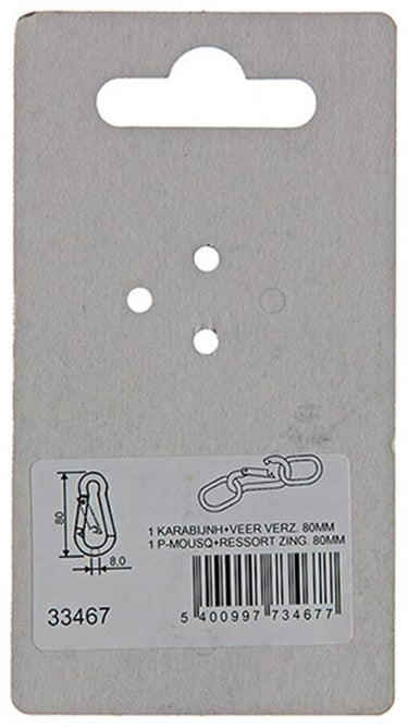 Mack 1008437 - 1 karabijnhaak + veer 8 x 80mm verzinkt | 10 stuks
