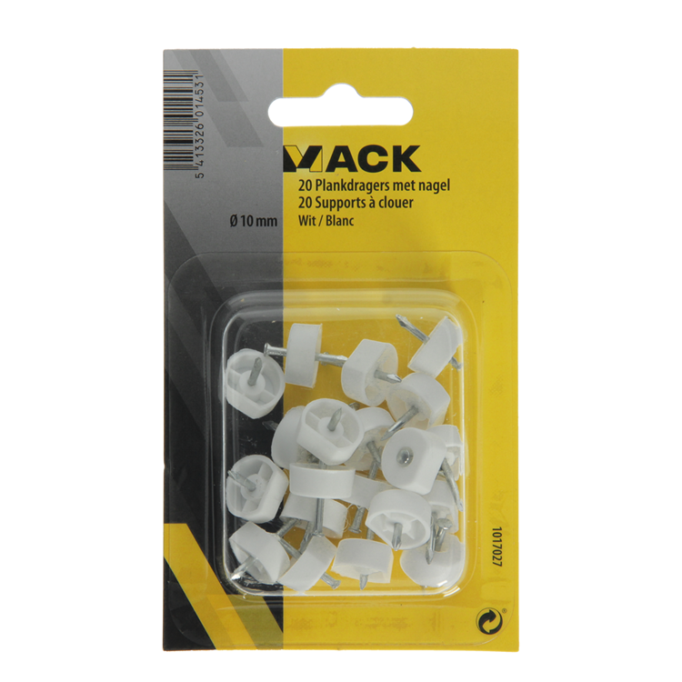 Load image into Gallery viewer, Mack 1017027 - 20 plankdragers met nagel wit | 5 stuks
