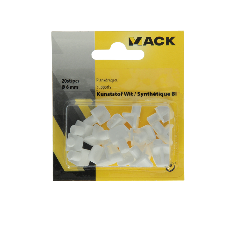 Afbeelding laden in galerijviewer, Mack 1015838 - 20 plankdragers kunststof wit ø 6 mm | 10 stuks
