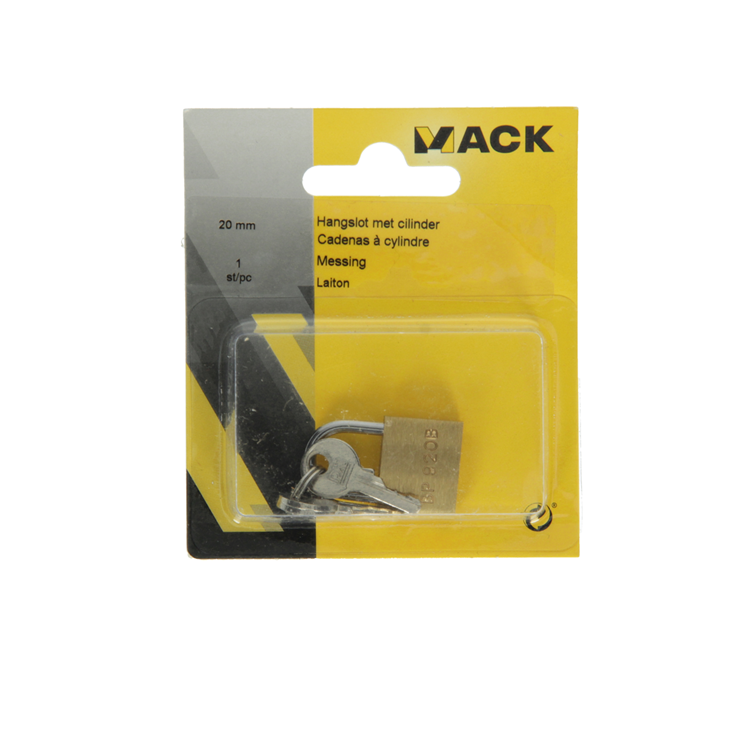 Load image into Gallery viewer, Mack 1014071 - hangslot met cilinder messing 20 mm | 10 stuks
