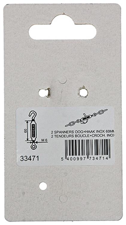 Load image into Gallery viewer, Mack 1008441 - 2 spanners oog + haak m6 x 60mm inox | 10 stuks
