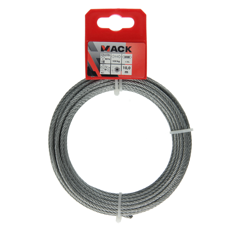 Afbeelding laden in galerijviewer, Mack 1015814 - verzinkte staalkabel 6x7 10m 3mm wll 100 kg din en 12385-4 | 5 stuks
