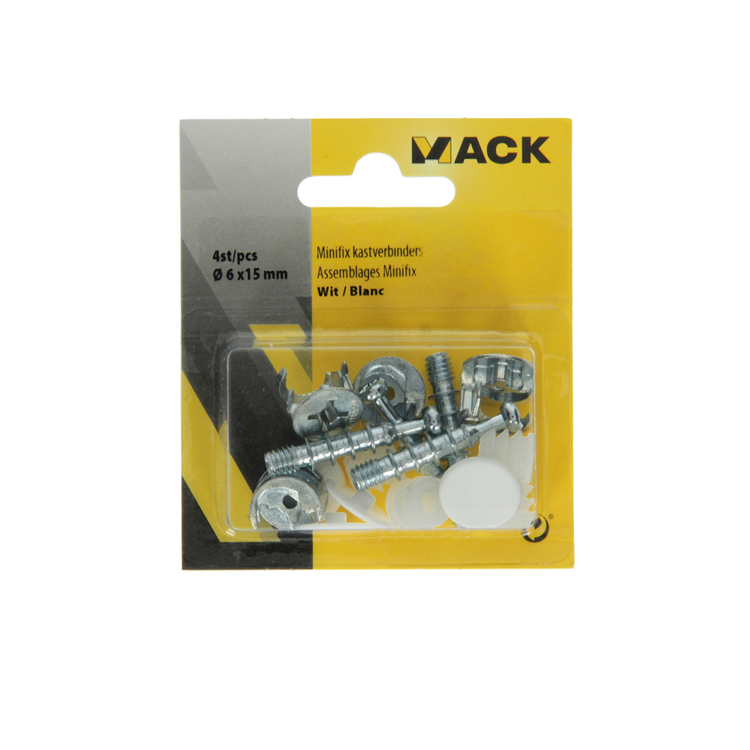 Afbeelding laden in galerijviewer, Mack 1013703 - 4 kastverbinders minifix wit m6x15mm | 5 stuks
