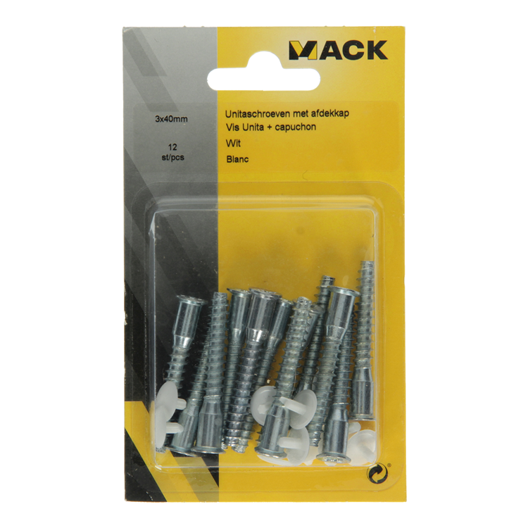 Load image into Gallery viewer, Mack 1013704 - 12 unitaschroeven met afdekkapwit m 6,3 x 40 mm | 10 stuks
