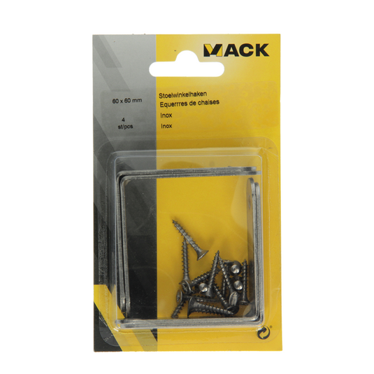 Mack 1013775 - 4 stoelwinkelhaken inox 60x60mm | 10 stuks