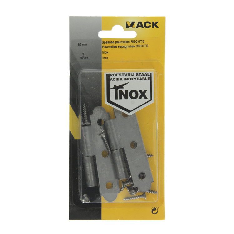 Load image into Gallery viewer, Mack 1013706 - 2 spaanse paumellen rechts inox h 80 - b 45 mm | 5 stuks

