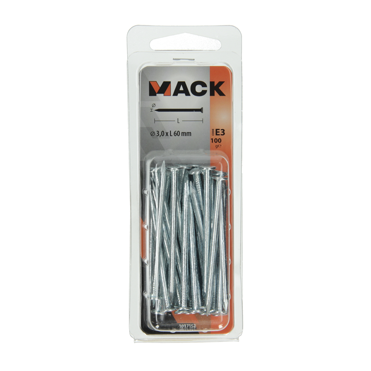 Load image into Gallery viewer, Mack 1017153 - nagel platte kop staal verzinkt 100 gr 3,0 x 60 mm | 5 stuks
