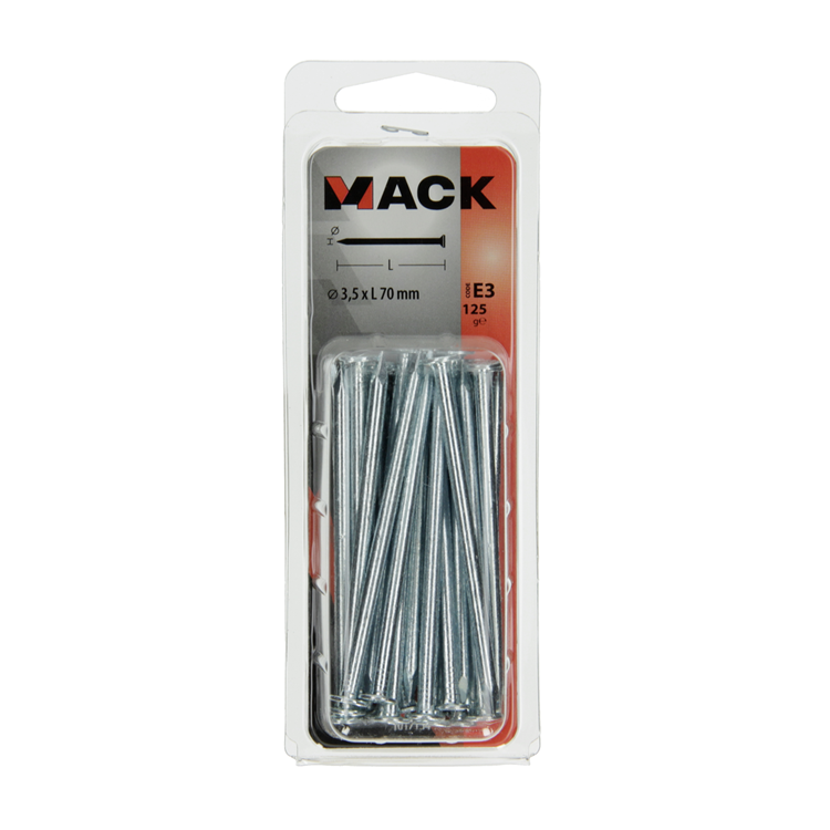 Load image into Gallery viewer, Mack 1017154 - nagel platte kop staal verzinkt 125 gr 3,5 x 70 mm | 5 stuks
