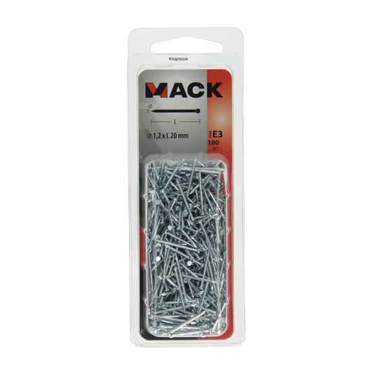 Mack 1017156 - nagel ronde kop staal verzinkt100 gr 1,2 x 20 mm | 5 stuks