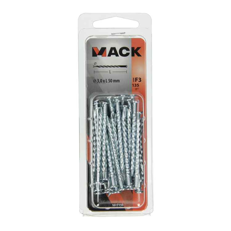 Load image into Gallery viewer, Mack 1017159 - getorste nagel pk verzinkt 135gr 3,0 x 50 mm | 5 stuks
