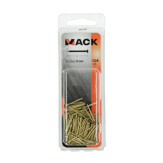 Mack 1017168 - nagel bolle kop messing 20 gr 1,2 x 20 mm | 10 stuks