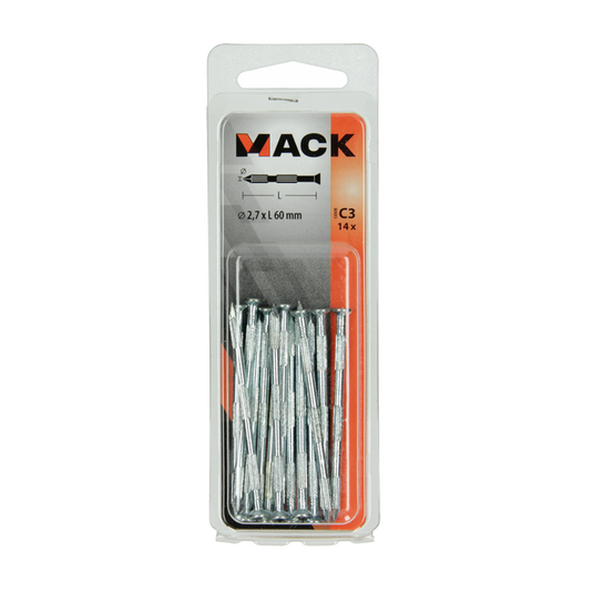 Mack 1017189 - stalen ribnagel vk st.gehard + verz.14 st 2,7 x 60 mm | 10 stuks