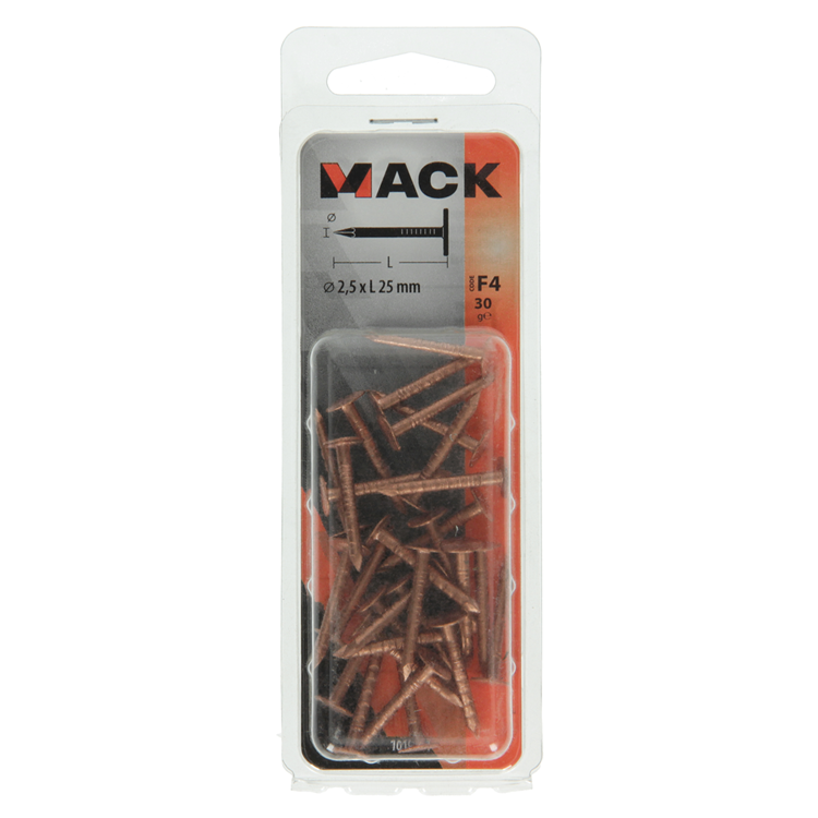 Load image into Gallery viewer, Mack 1019641 - schalienagel koper 30 gr 2,5 x 25mm | 10 stuks
