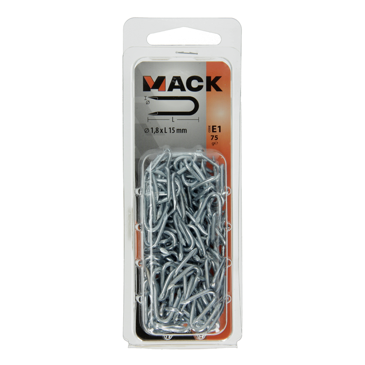 Afbeelding laden in galerijviewer, Mack 1017207 - kram staal verzinkt 75 gr 1,8 x 15 mm | 5 stuks
