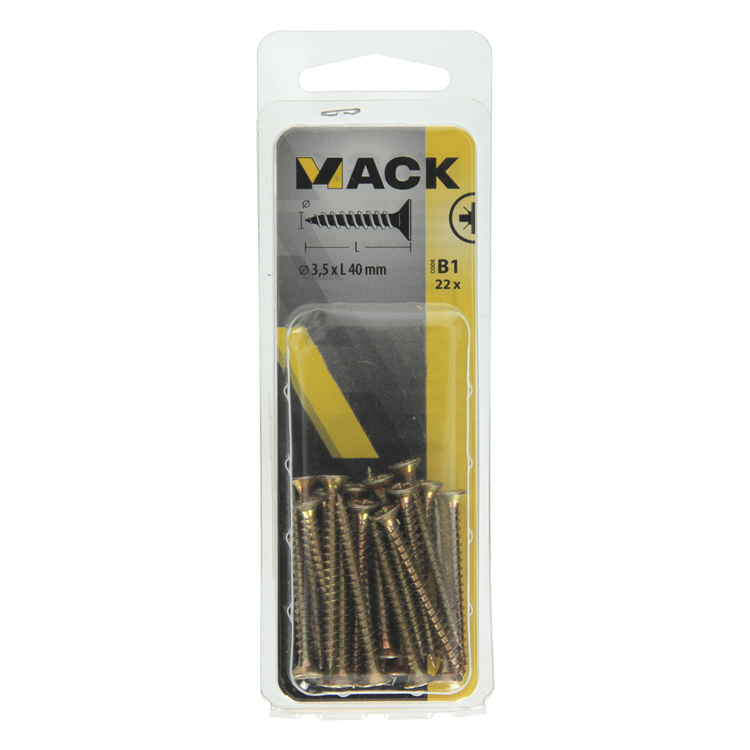 Afbeelding laden in galerijviewer, Mack 1017227 - spaanplaatschroef vz kop geelverz.22 st 3,5 x 40 mm | 10 stuks

