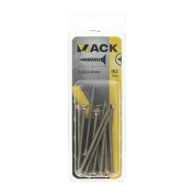 Afbeelding laden in galerijviewer, Mack 1017238 - spaanplaatschroef vz kop geelverz.12 st 4,0 x 60 mm | 10 stuks
