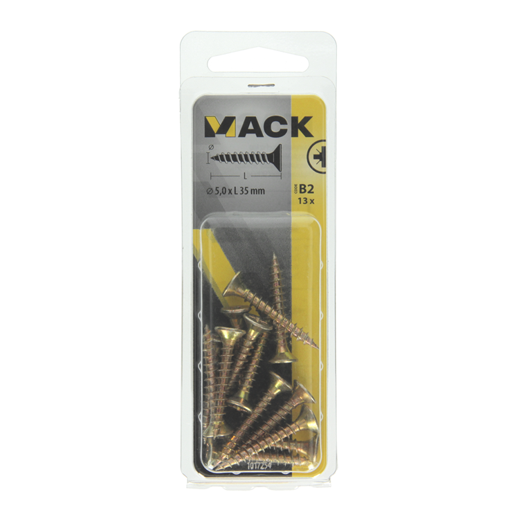 Afbeelding laden in galerijviewer, Mack 1017254 - spaanplaatschroef vz kop geelverz.13 st 5,0 x 35 mm | 10 stuks
