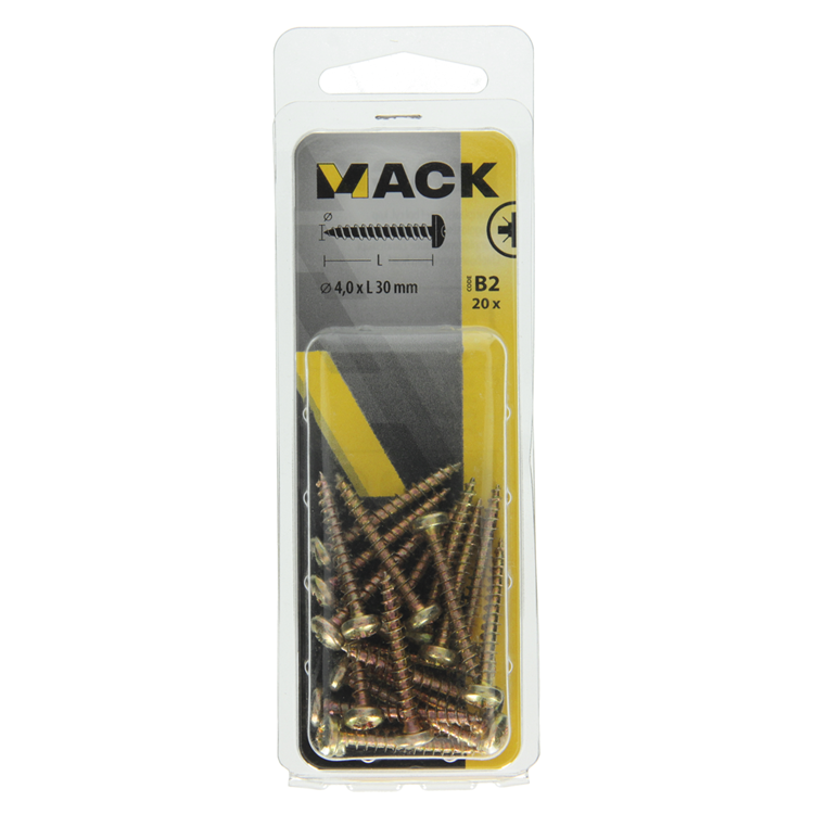 Afbeelding laden in galerijviewer, Mack 1017274 - spaanplaatschroef cylkop geelverz.20 st 4,0 x 30 mm | 10 stuks
