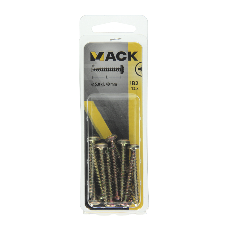 Afbeelding laden in galerijviewer, Mack 1017280 - spaanplaatschroef cylkop geelverz.12 st 5,0 x 40 mm | 10 stuks
